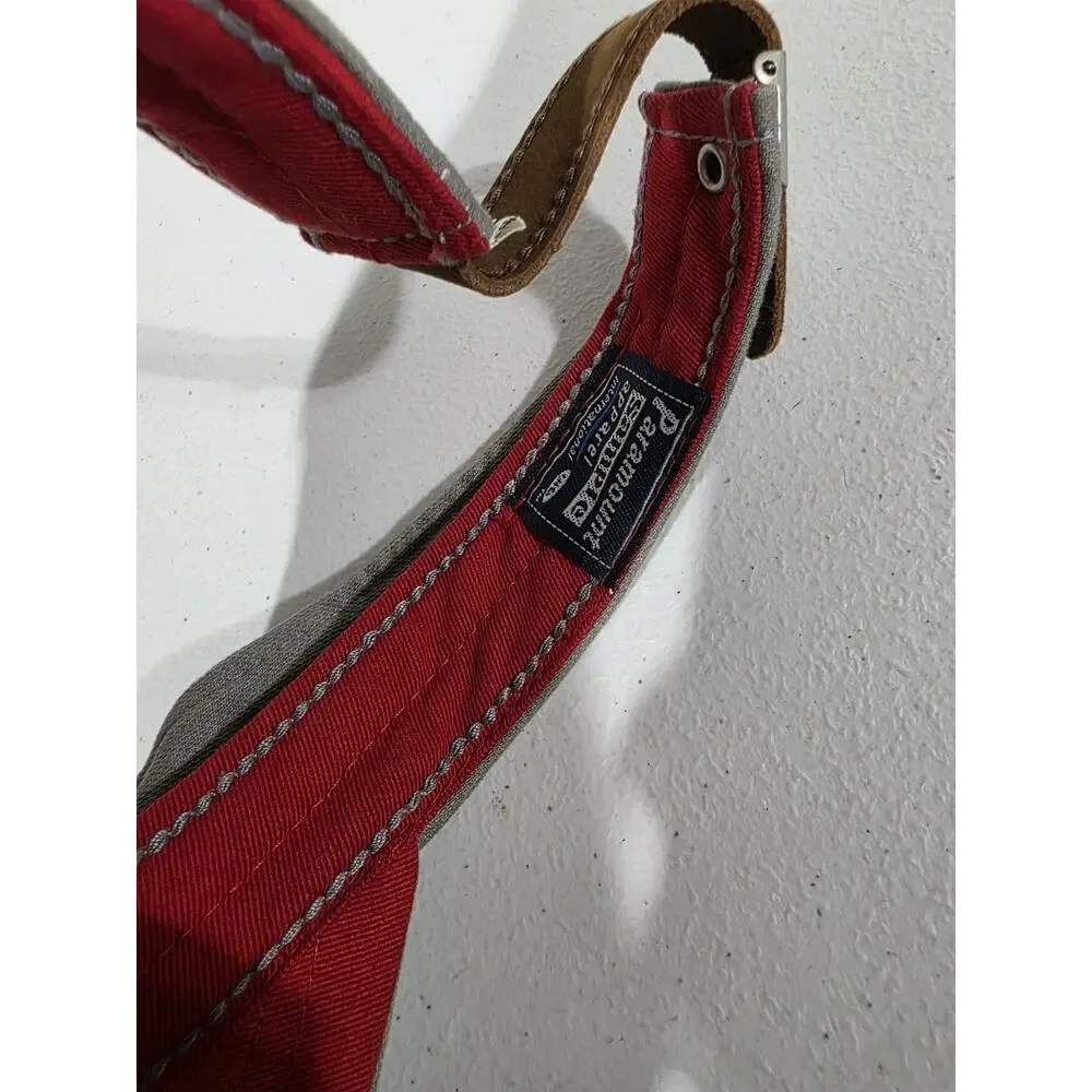 True Religion Sample Visor Hat Gray Blue Horseshoe Logo Leather Strap Paramount